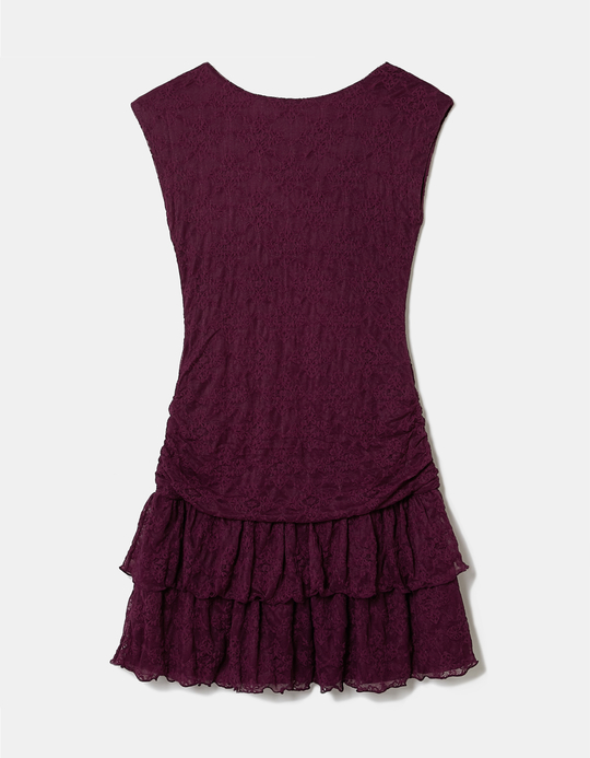 TALLY WEiJL, Bordeauxfarbenes Spitzen-Minikleid for Women