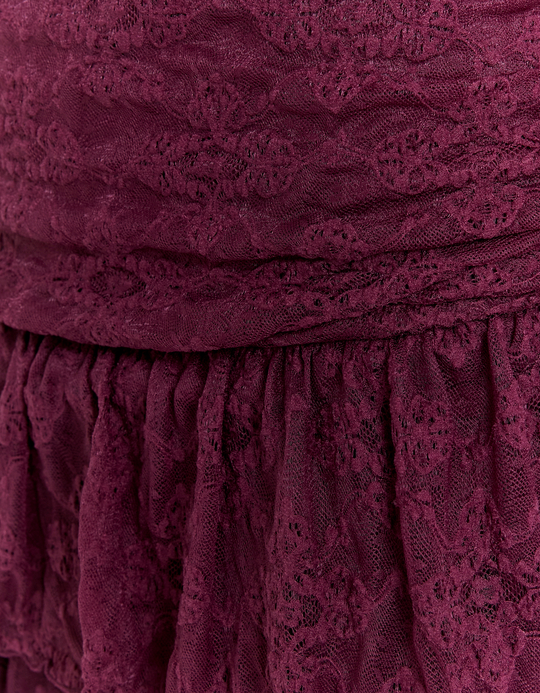 TALLY WEiJL, Bordeauxfarbenes Spitzen-Minikleid for Women