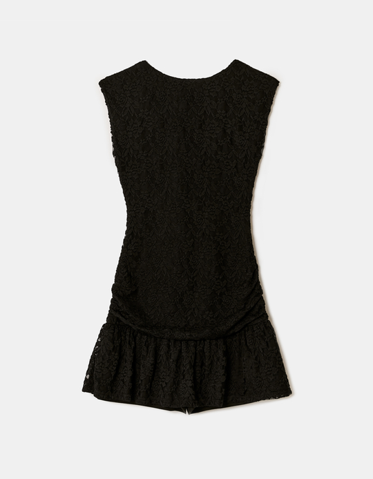 TALLY WEiJL, Black Lace Dress with Ruffles for Women