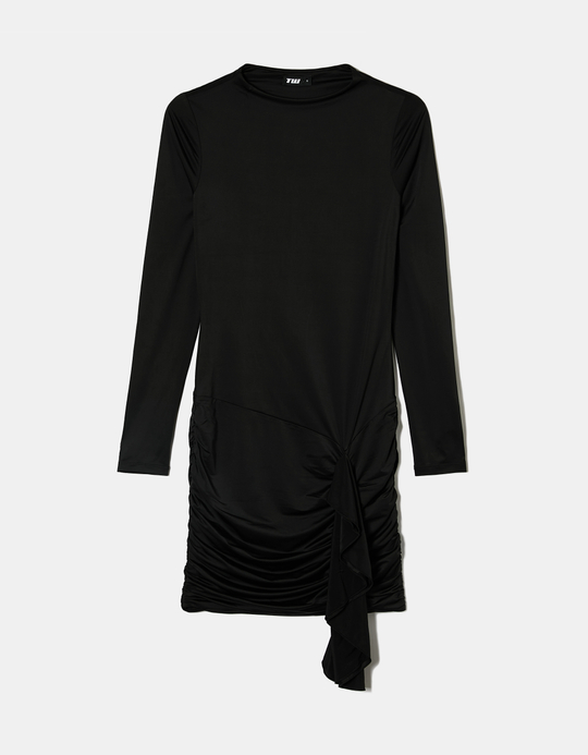 TALLY WEiJL, Vestito Corto Nero con Cintura Drappeggiata for Women