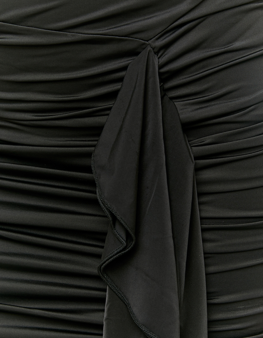 TALLY WEiJL, Vestito Corto Nero con Cintura Drappeggiata for Women