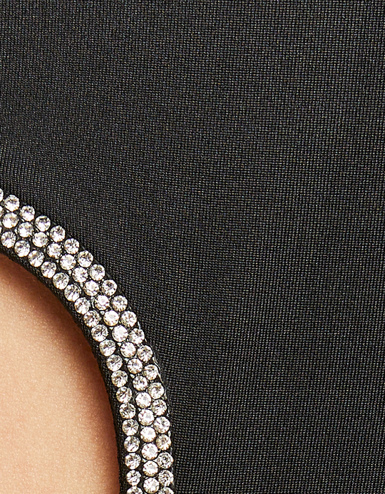 TALLY WEiJL, Robe Courte Noire avec Découpe et Détail en Strass for Women