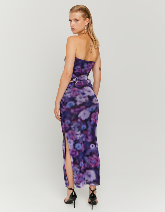 TALLY WEiJL, Langes Lila Mesh Kleid mit Print for Women