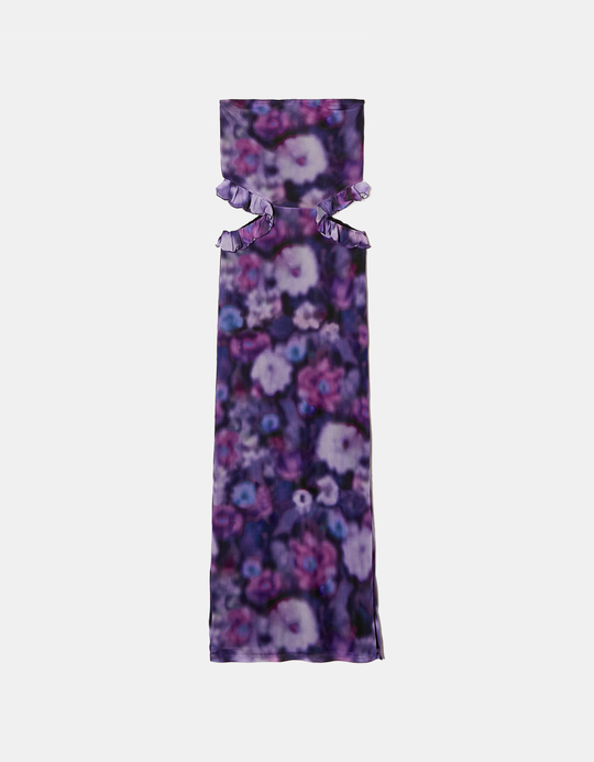 TALLY WEiJL, Langes Lila Mesh Kleid mit Print for Women