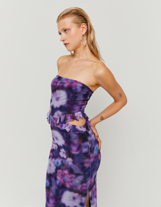 TALLY WEiJL, Langes Lila Mesh Kleid mit Print for Women