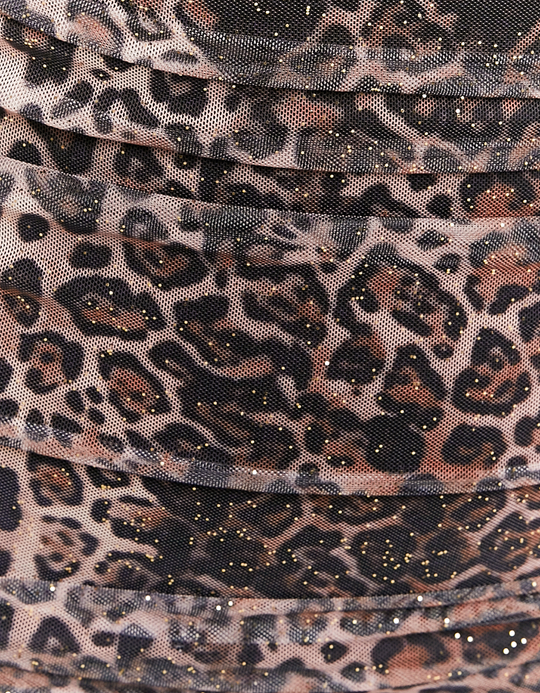 TALLY WEiJL, Vestito Corto Aderente Stampa Leo con Glitters Oro for Women