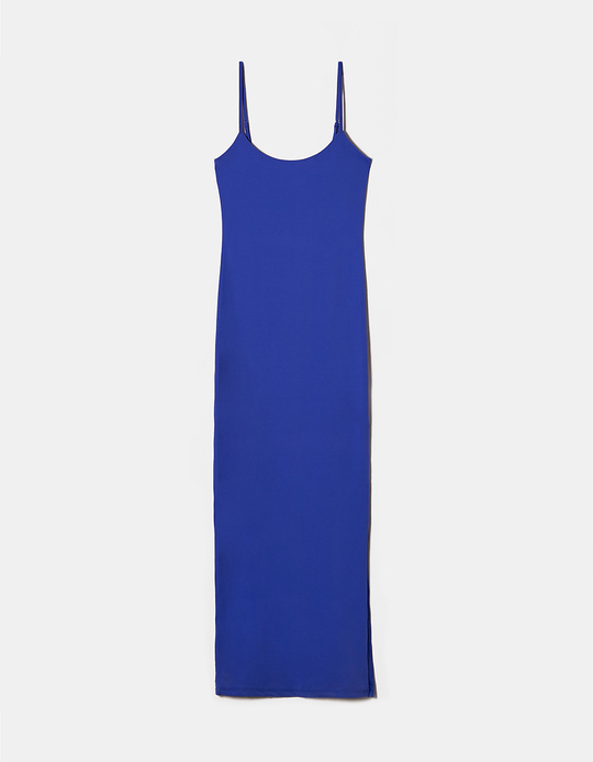 TALLY WEiJL, Blaues Basic Midikleid mit Seitenschlitz for Women
