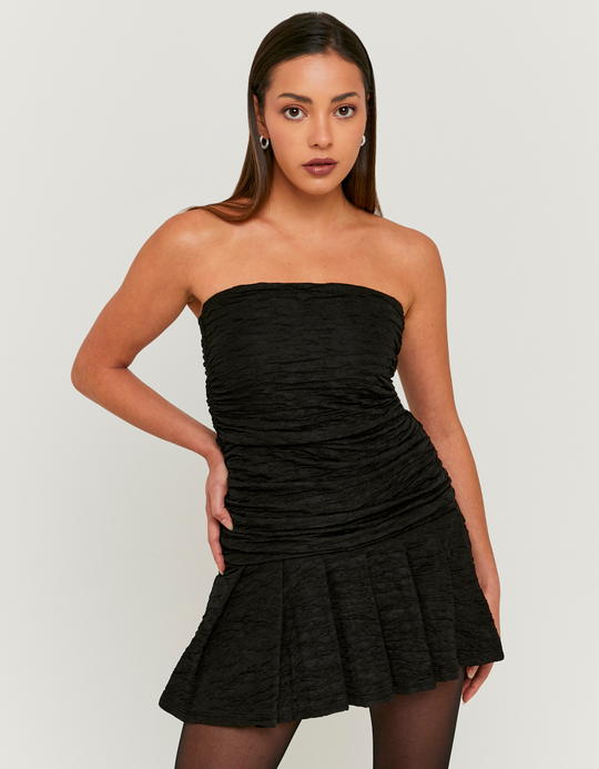 TALLY WEiJL, Black Ruched Pleated Dress for Women