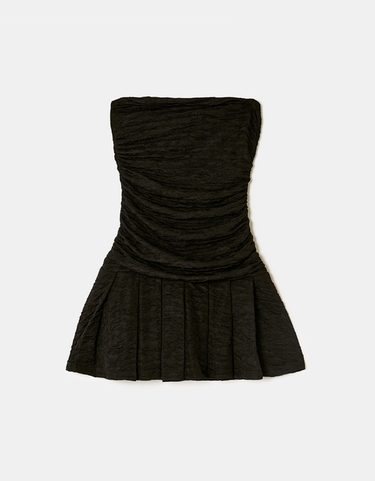 TALLY WEiJL, Black Ruched Pleated Dress for Women