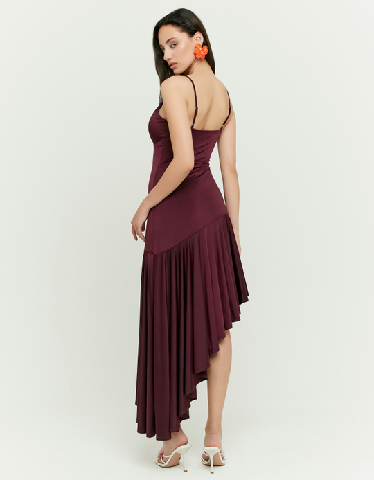 TALLY WEiJL, Burgundy Pleated Midi Dress for Women