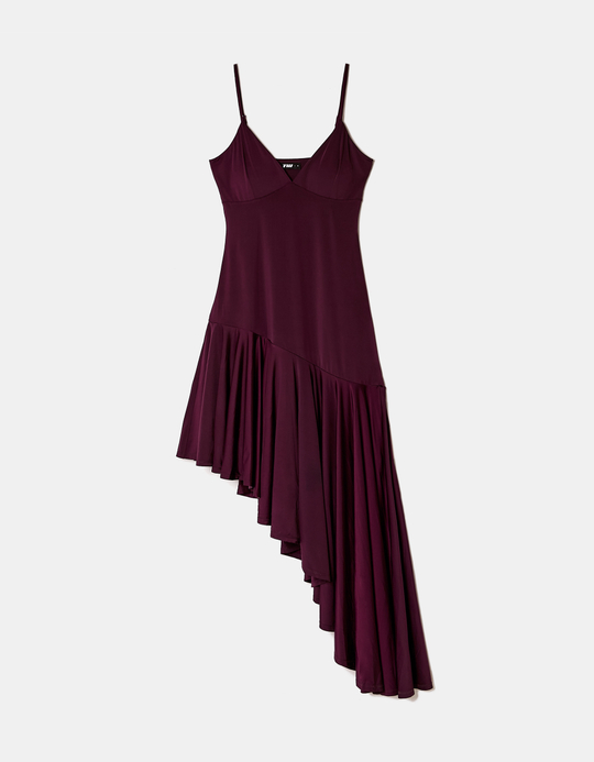 TALLY WEiJL, Burgundy Pleated Midi Dress for Women