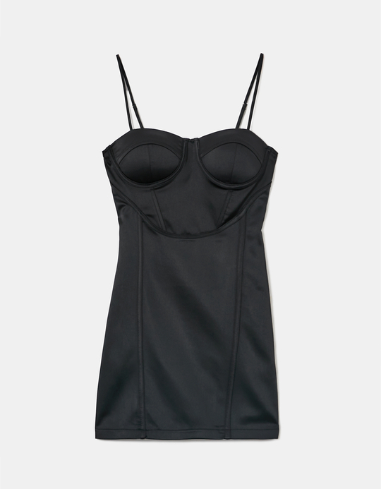 TALLY WEiJL, Black Satin Mini Dress for Women