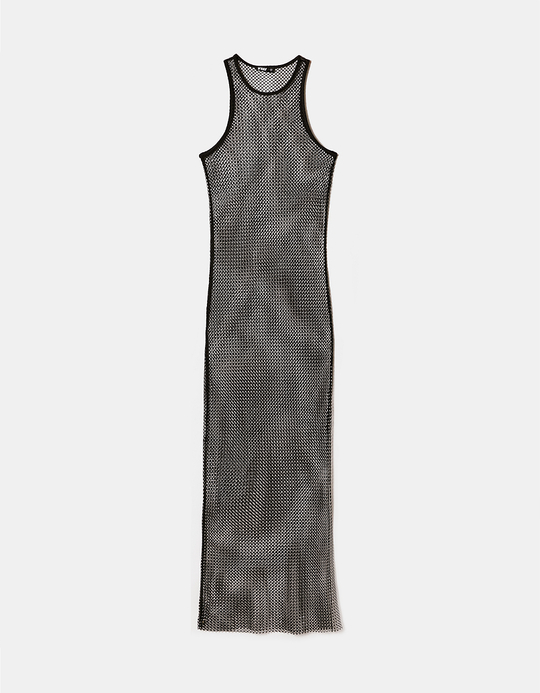 TALLY WEiJL, Schwarzes Maxi Netzkleid mit Strass for Women