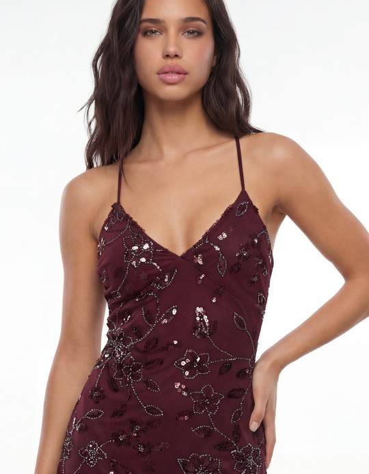 TALLY WEiJL, Robe Mini Bordeaux à Sequins for Women