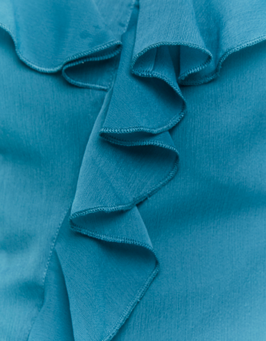 TALLY WEiJL, Blaues Mesh Mini Kleid mit Rüschen for Women