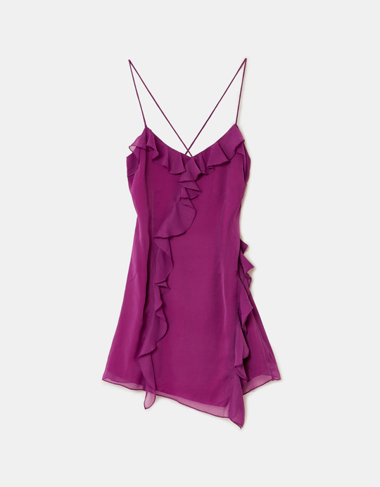 TALLY WEiJL, Lila Mesh Mini Kleid mit Rüschen for Women