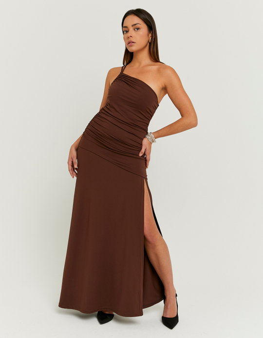 TALLY WEiJL, Long Brown Draped Dress for Women