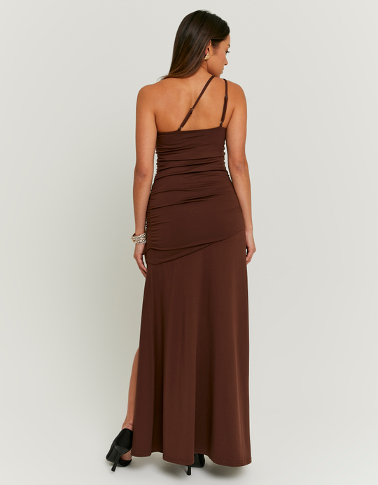 TALLY WEiJL, Robe Longue Marron Drapée for Women