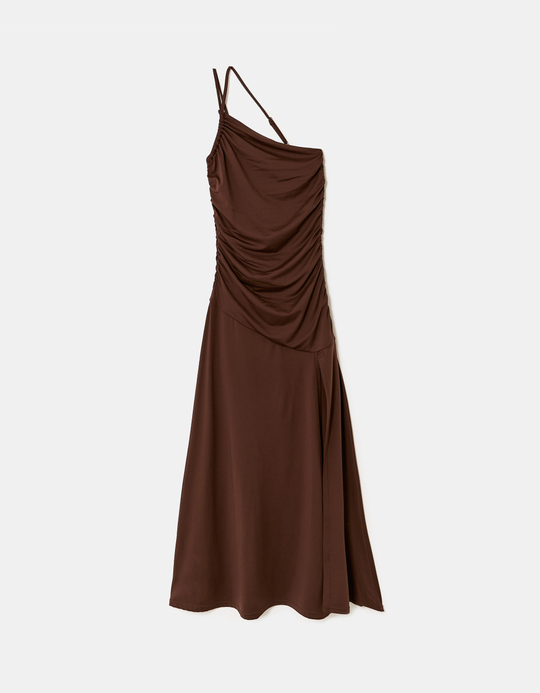 TALLY WEiJL, Robe Longue Marron Drapée for Women