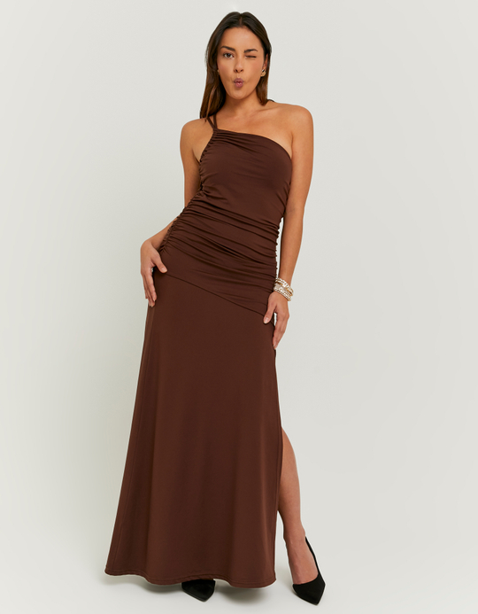 TALLY WEiJL, Robe Longue Marron Drapée for Women