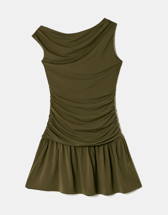 TALLY WEiJL, Robe mini asymétrique froncée kaki for Women