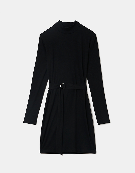 TALLY WEiJL, Black Ribbed Mini Dress for Women