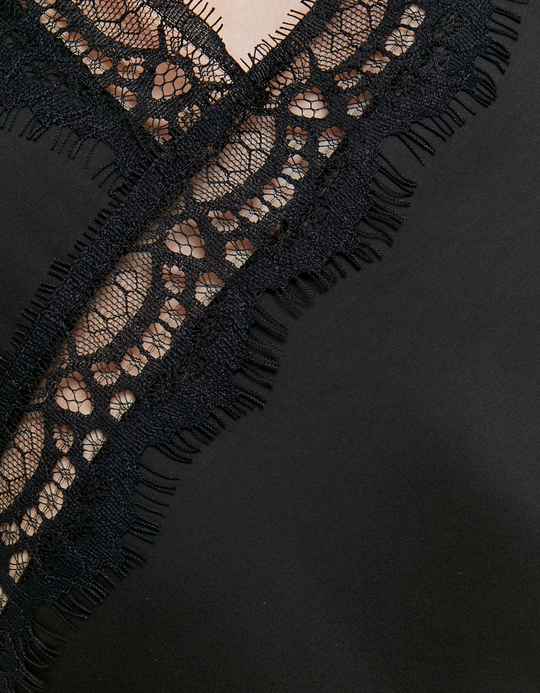 TALLY WEiJL, Schwarzes Asymmetrisches Satinkleid mit Spitzendetails for Women
