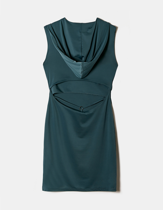 TALLY WEiJL, Blue Maxi Dress with Hood and Cut Outs for Women