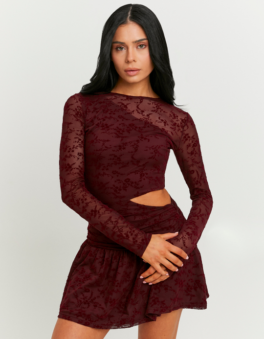 TALLY WEiJL, Burgunderfarbenes Blumen-Minikleid for Women