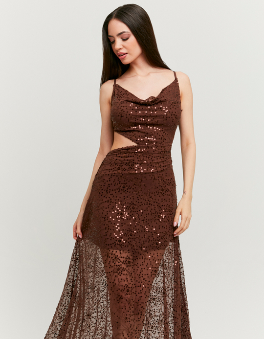 TALLY WEiJL, Braunes Pailletten Maxikleid for Women