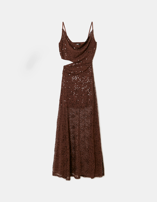 TALLY WEiJL, Braunes Pailletten Maxikleid for Women