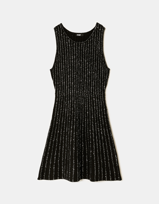 TALLY WEiJL, Robe en Maille Noire à Sequins for Women