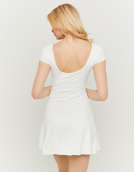 TALLY WEiJL, White Mini Ruffle Dress for Women