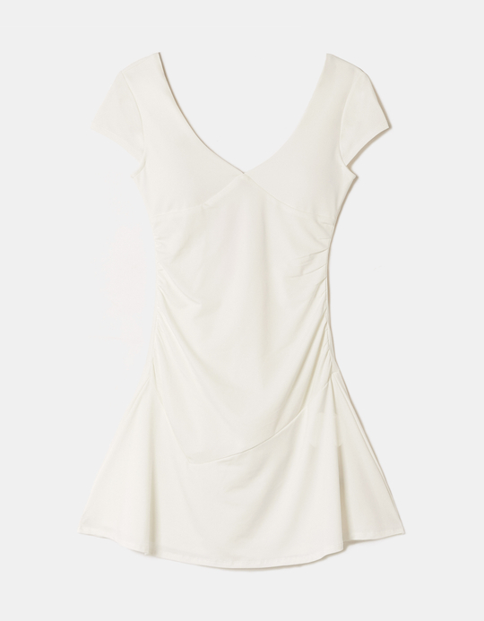 TALLY WEiJL, White Mini Ruffle Dress for Women