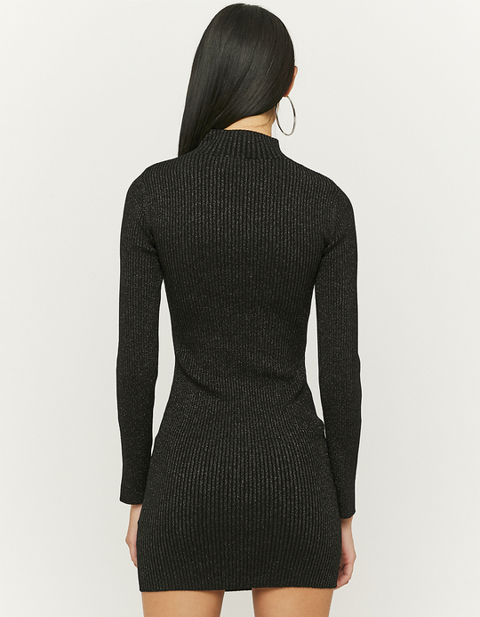 TALLY WEiJL, Black Cut Out Lurex Mini Jumper Dress for Women