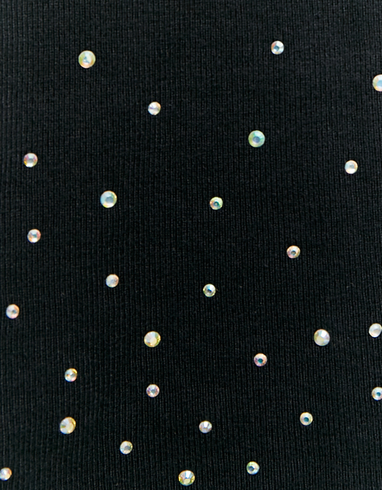 TALLY WEiJL, Black Knitted Mini Dress with Strass for Women