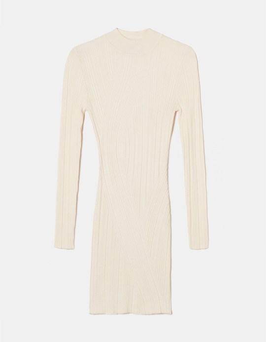 TALLY WEiJL, Beige Knit Mini Dress for Women
