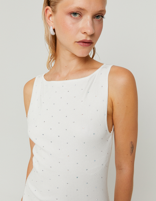 TALLY WEiJL, Φόρεμα Πλεκτό Λευκό for Women