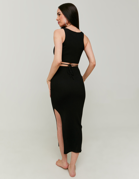 TALLY WEiJL, Black Knitted Dress with Lace Up for Women