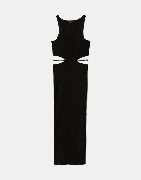TALLY WEiJL, Black Knitted Dress with Lace Up for Women