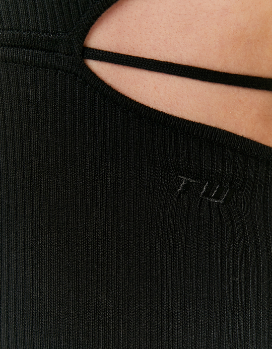 TALLY WEiJL, Black Knitted Dress with Lace Up for Women