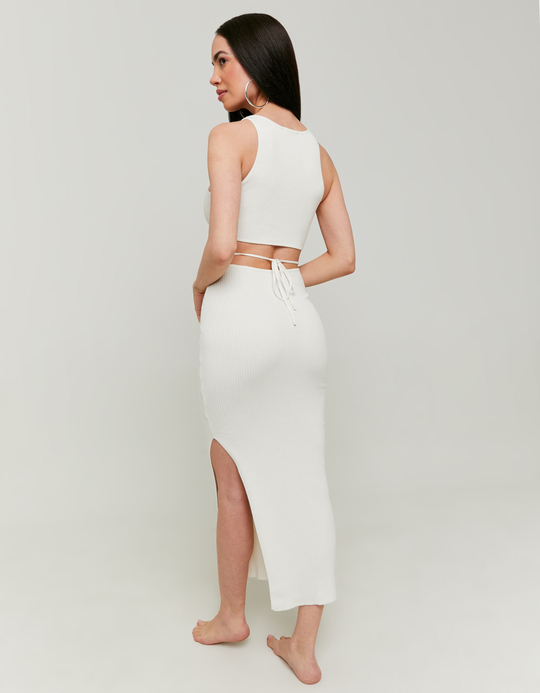 TALLY WEiJL, Weißes Strickkleid mit Lace Up for Women