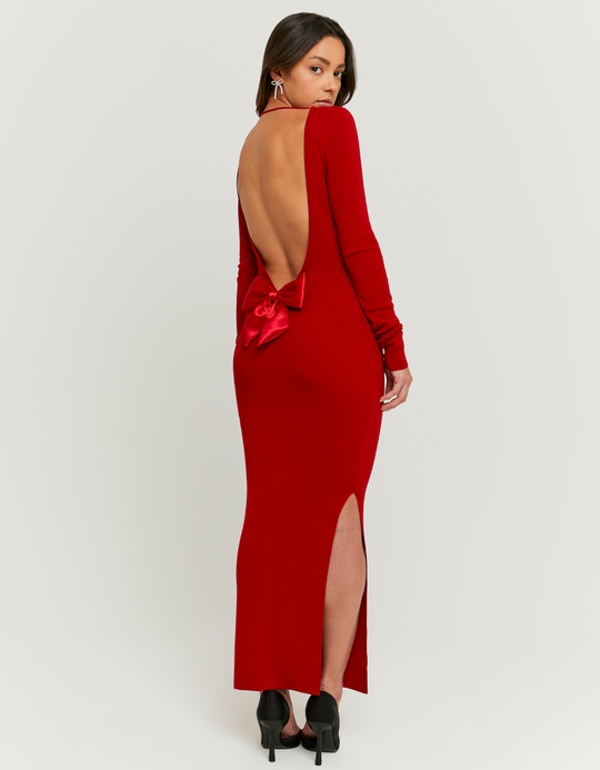 TALLY WEiJL, Abito Rosso in Maglia con Schiena Scoperta for Women
