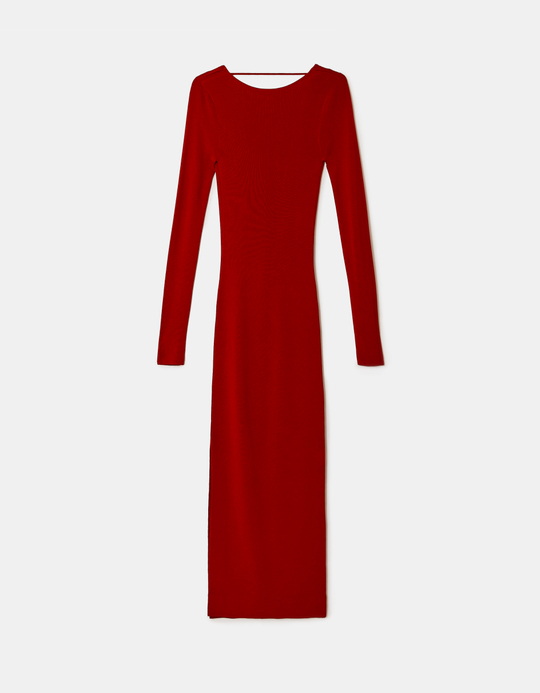 TALLY WEiJL, Red Open Back Knit Dress for Women