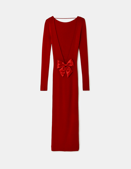 TALLY WEiJL, Red Open Back Knit Dress for Women