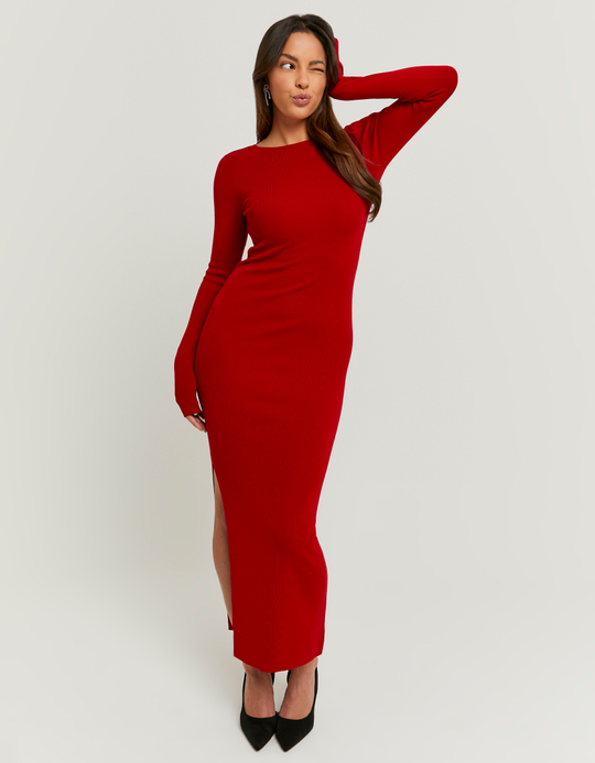 TALLY WEiJL, Red Open Back Knit Dress for Women