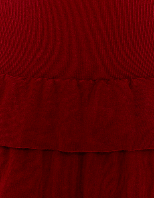 TALLY WEiJL, Red Knitted Dress with Ruffles for Women