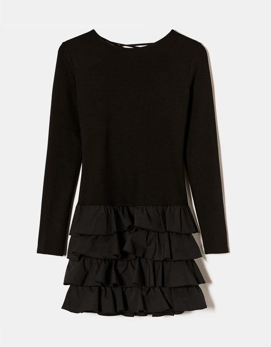 TALLY WEiJL, Black Mini Dress with Ruffles for Women