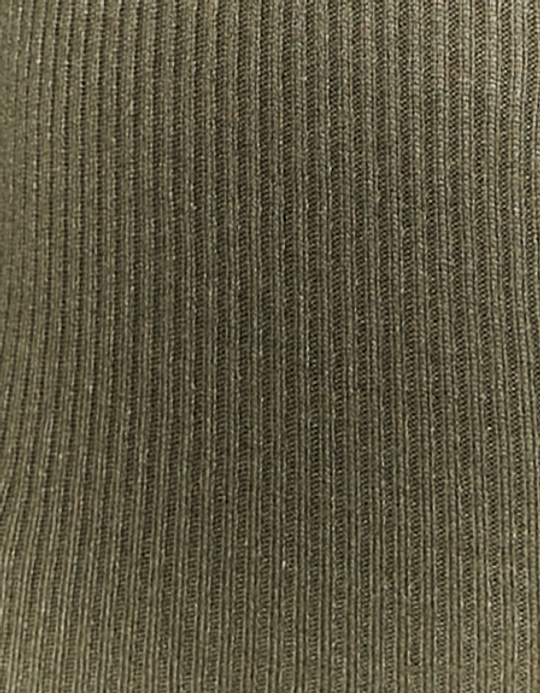 TALLY WEiJL, Khaki Maxi Knitted Dress with Slit for Women