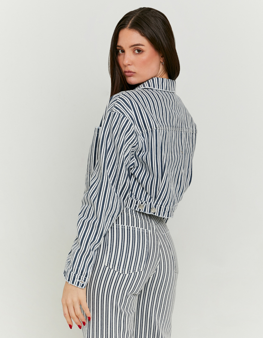 TALLY WEiJL, Striped Cropped Denim Jacket for Women